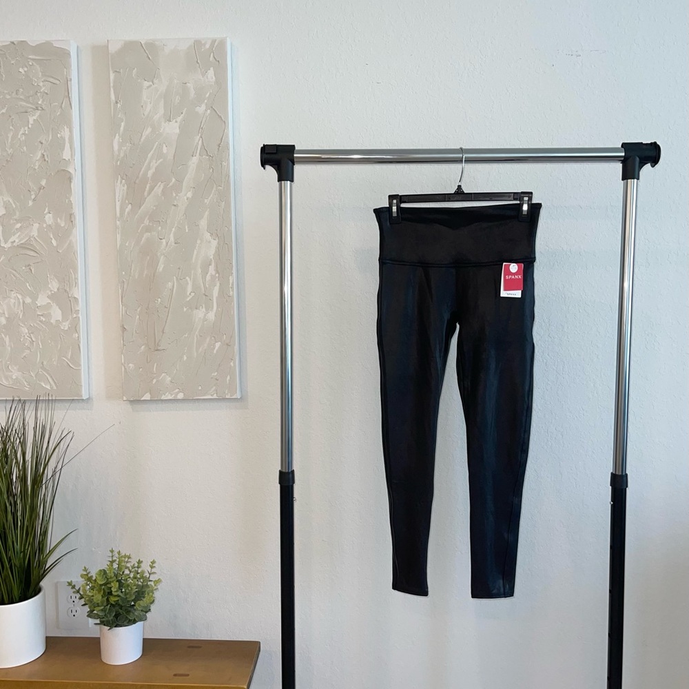 SPANX Faux Leather Leggings, Petite, Size Large